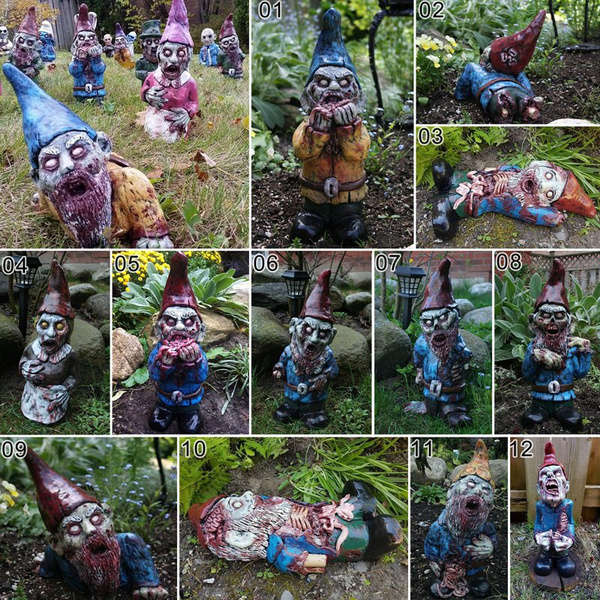Zombie Gnome Garden Gnome Statue Ornaments Outdoor Decor  Unique Dwarf Sculpture 