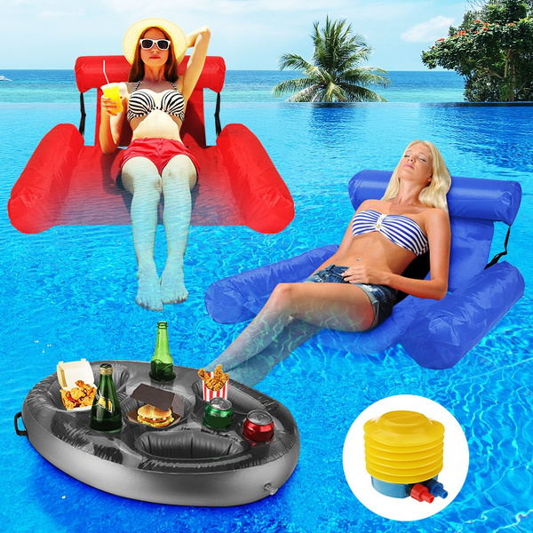 2021年夏のインフレータブル折りたたみ式フローティングロー背もたれウォーターハンモックウォーターラウンジチェアと
