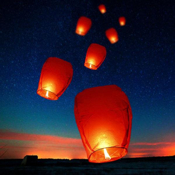 10 Pcs Multi Color Chinese Paper Sky Flying Wishing Lantern Lamp Candle Wish New 