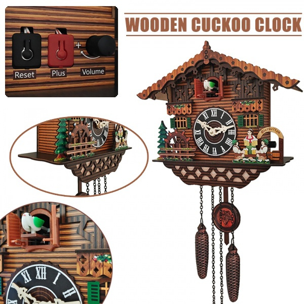 Fashion Bird Pendulum Hanging Wood Living Room Decorative Wall Clock ...