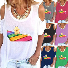 Summer, Plus Size, Graphic T-Shirt, Women Blouse
