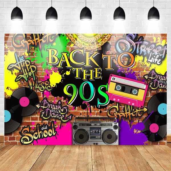 Back to 90s Themed Party Backdrop Graffiti Hip Hop Music Party Photo  Background Old School Brick Wall Break Backdrop | Wish
