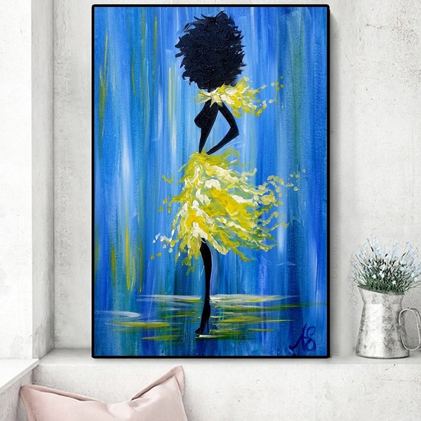 Abstract Black African Nude Woman Figure Oil Painting on Canvas Posters