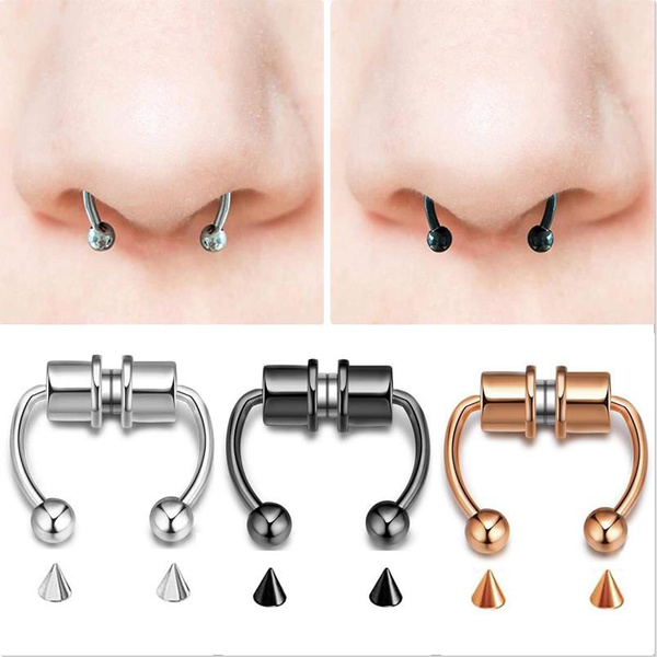 1pcs U Shaped Fake Nose Ring Hip Hoop Septum Stainless Steel Magnet Nose Piercing Punk Piercing Jewelry | Wish