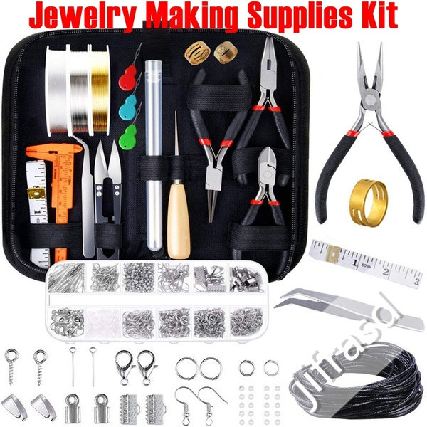 DIY Necklace Bracelet Earrings Set Jewelry Making Kit Handmade Jewelry  Making Starter Kit Jewelry Repair Tools Kit with Pliers Silver Beads Jewelry  Accessories