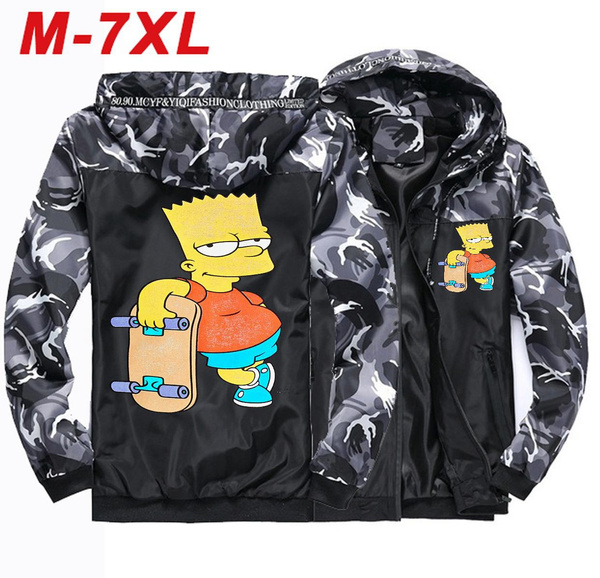 SIMPSONS Bart Men's Camouflage Jacket Military Style Casual Male ...