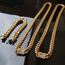 24kgold, Steel, Chain Necklace, hip hop jewelry