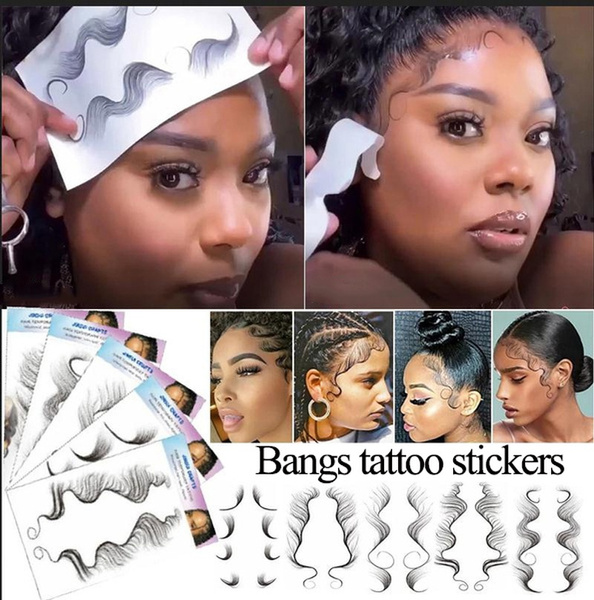 Fashionable Bangs Tattoo Stickers Tattoo with Bangs Hairline Edge ...