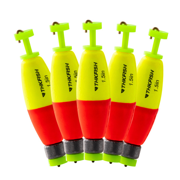 THKFISH Fishing Bobbers 5PCS EVA Foam Floats Red/Yellow Snap-On Spring  Fishing Buoy Weighted Snag On Cigar Float for Crappie