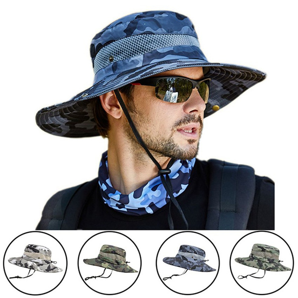 Breathable Camouflage Wide Brim Boonie Fishing Hats For Men For