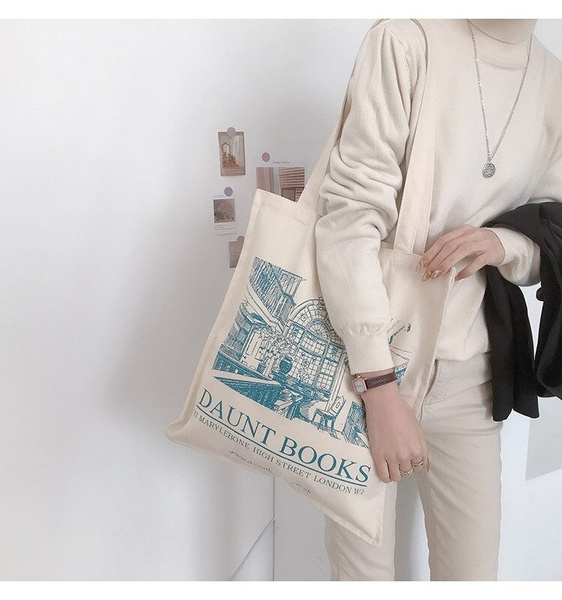34*41cm Women Canvas London Daunt Books Tote Bags Shakespeare Handbag Daily  Shopping Students Book Bag Cotton Travel Handbags | Fruugo PT