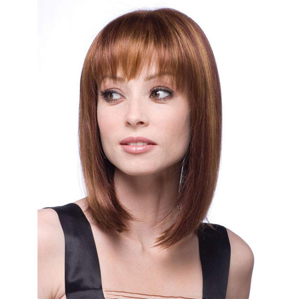 Auburn Short Bob Wig With Bangs Wigs for Women Synthetic Auburn