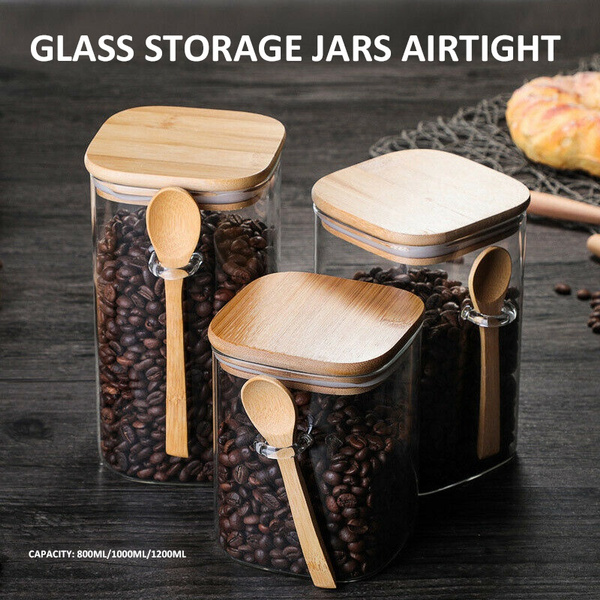 Large Glass and Bamboo Storage Jars