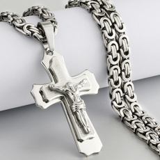 Steel, Stainless, silvercrossnecklace, Fashion