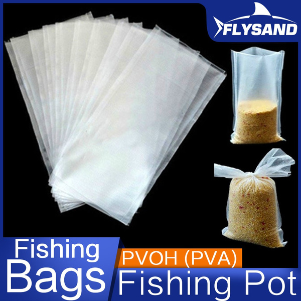 NEW Fishing PVA Bags Available Carp Fishing Tackle PVA Bags Mesh for Carp  Coarse Boilie Pellet Bait 7*14cm for Bait Throwing Fishing Tool FLYSAND  Fishing Accessories 50Pcs/Bag OR 100Pcs/Bag Optional