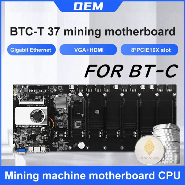 BTC-S37 Mining Motherboard BTC-T37 CPU Set 8 Miner Video Card Slot