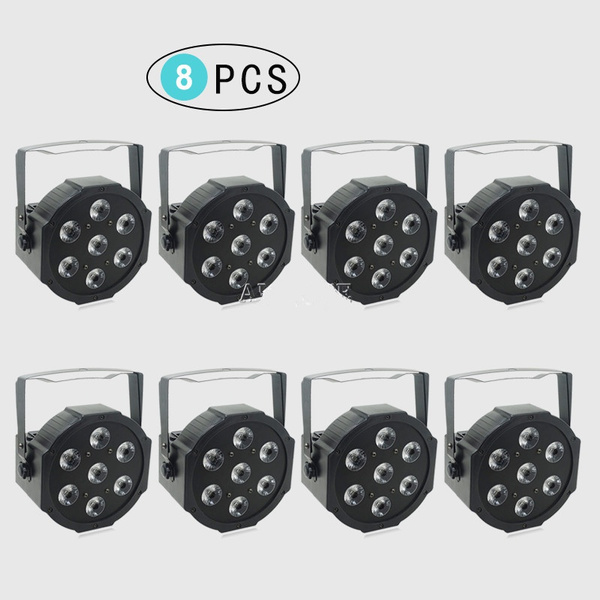 8pcslots 25 Angle Big Lens 7x12w Led Par Lights Rgbwa Uv 4in1 Flat Par Led Dmx512 Disco Lights