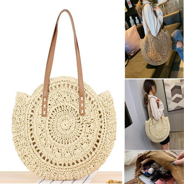 Delysia King Fashion women woven handbags round shoulder straw bag