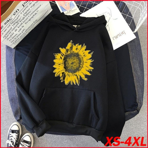 Plus size sunflower hoodie hot sale