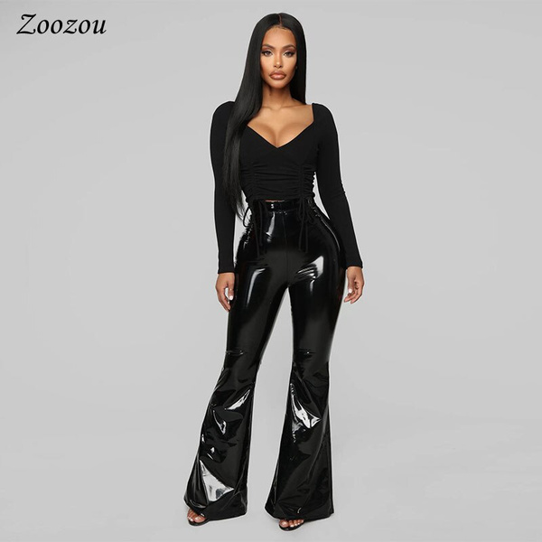 Womens latex outlet trousers