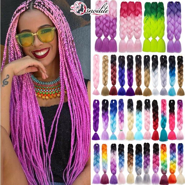 Pink, Purple, Yellow & Teal Synthetic Jumbo Braid – SimplyHair