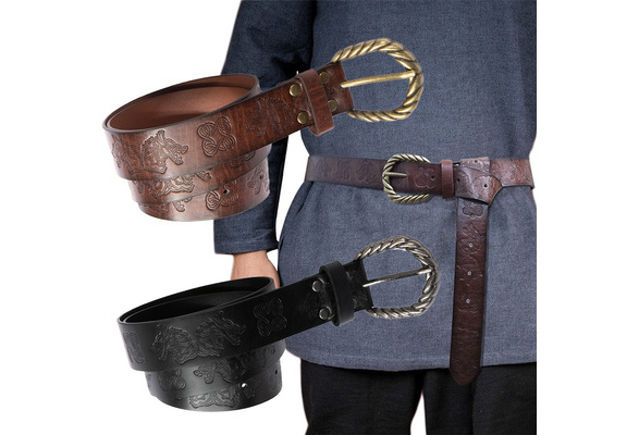 Viking Full Embossed Wolf Faux Leather Belt Medieval Middle Age