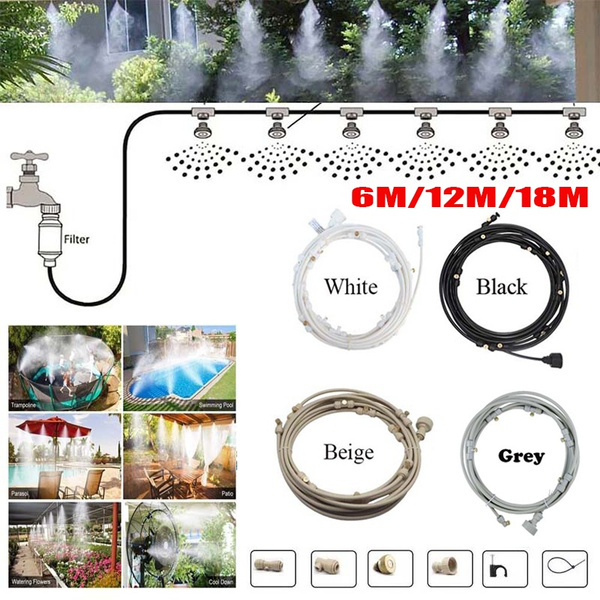 Outdoor Misting Misters Cooling System 30FT  9M  + 11 Brass Mist Nozzles Faucet Connector Patio System Fan Garden Greenhouse Misting Trampoline Waterpark