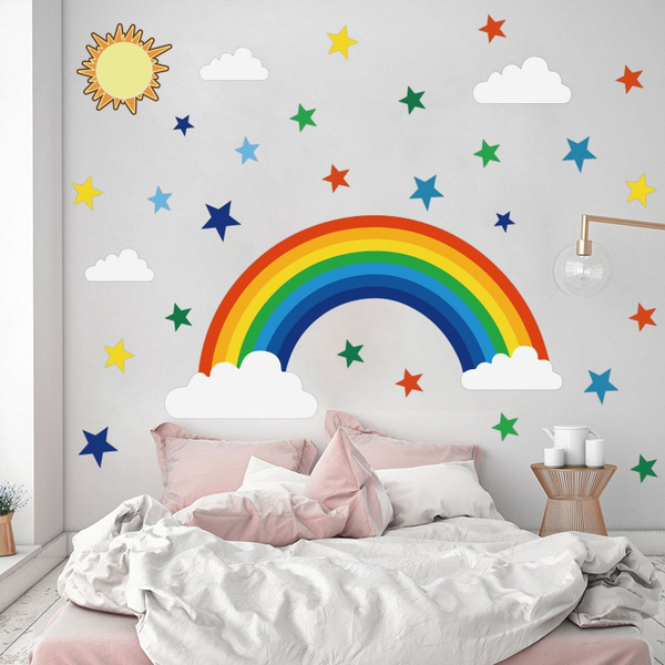 Rainbow Stars Vinyl Wall Sticker Kids Girls Boys Bedroom Window Home Decals Art 