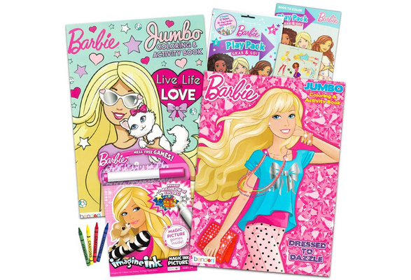 Barbie Coloring and Activity Book Super Set - 4 Books with Over 25 Stickers  Party Pack