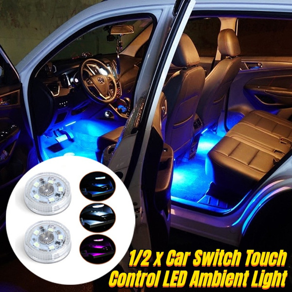 1/2 Pcs Car Interior Light Car Switch Touch Control LED Ambient Light  Lighting Lamp Mounted Wireless Foot Lights Car Lighting Accessories