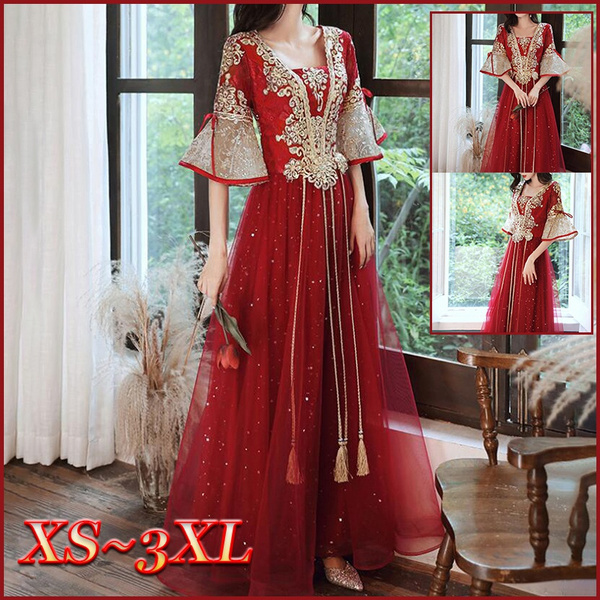 Sexy Sequins Embroidered Flared Sleeve Prom Dress Evening Gown Qipao ...