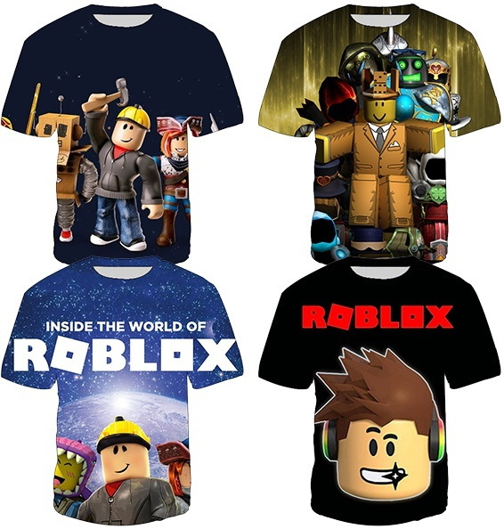 Roblox Boys Short Sleeve T-shirt Summer 3d Printed Tee Tops Kids