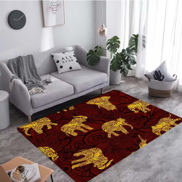 Indian Style Elephant Pattern Carpet Bedroom Living Room Kitchen Floor Mats  Home Decor Non-Slip Floor Pad Rugs Fast Dry Rug Yoga Mat Throw Rugs Carpet