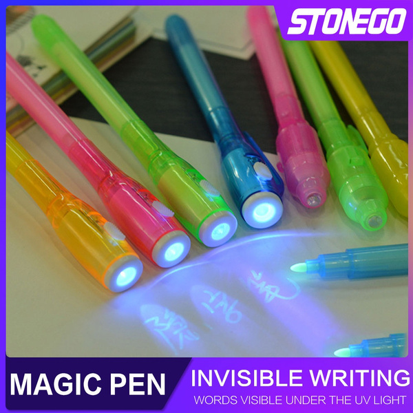 Luminous Light Invisible Pen UV Pen Secret Learning Magic Pen for Kids  Party Favors Ideas Gifts Stonego Novelty Toy (Pack of 1/2)