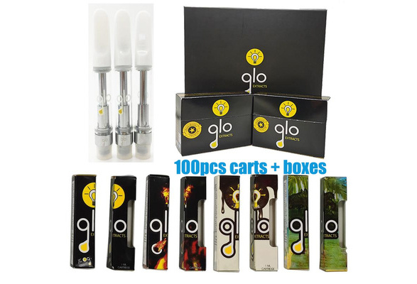 100pcs Glo Waferz Vape Cartridge Packaging Empty Vapes Pen Atomizer 510  Thread Cartridges 0.8ML 1ML Thick Oil Vaporizer with display box