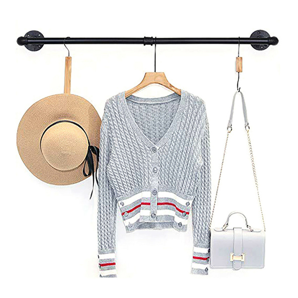 36inch/42inch Industrial Pipe Clothing Rack Wall Mounted Clothes Rail ...