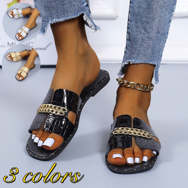 Flat Flip Flops Chain Sandal Slippers Shoes