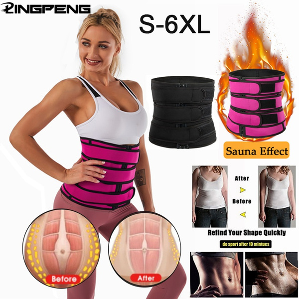Cheap Women Belly Sweat Band Waist Trimmer Belt Fat Burning Stomach Wraps Weight  Loss Slimming Body Shaper Sauna Waist Trainer Corset