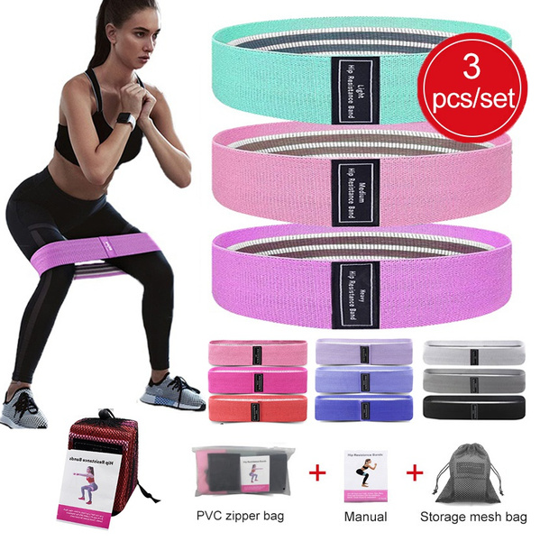 3pcs Yoga Gym Exercise Fitness Elastic Hip Fabric Resistance Bands