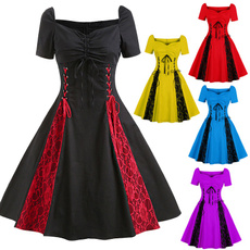 laceupdres, short sleeve dress, Lace, gothic clothing