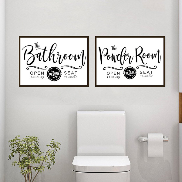 Bathroom Sign Prints Farmhouse Hotel Restroom Decoration Paintings