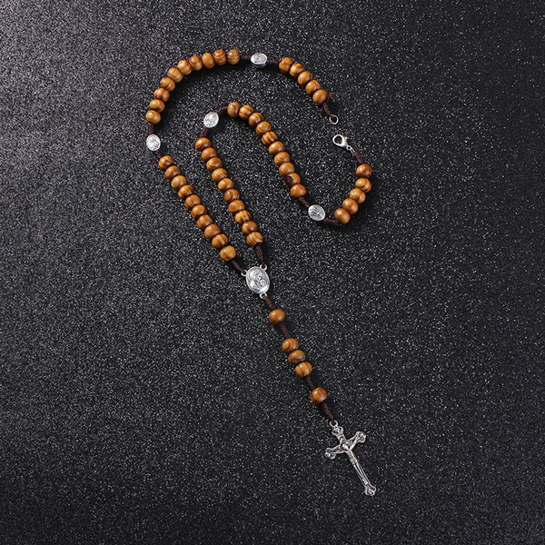 brown rosary necklace