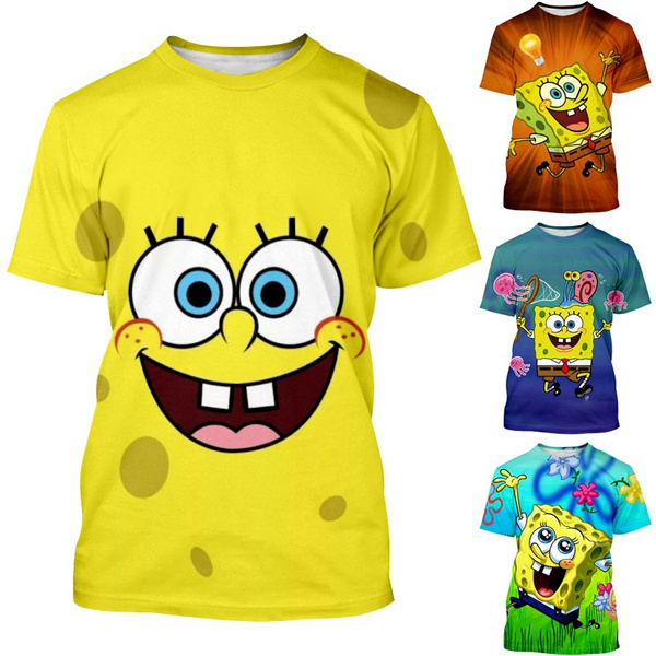 Summer Cute SpongeBob 3D Printed T-Shirts Sponge Bob T-Shirts For Kids ...