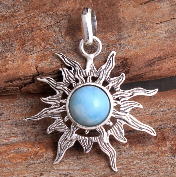 Natural Larimar GEM PENDANT 925 