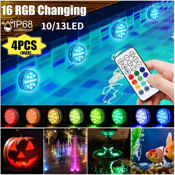 4Pcs Submersible LED Underwater Lights with Remote Controlled