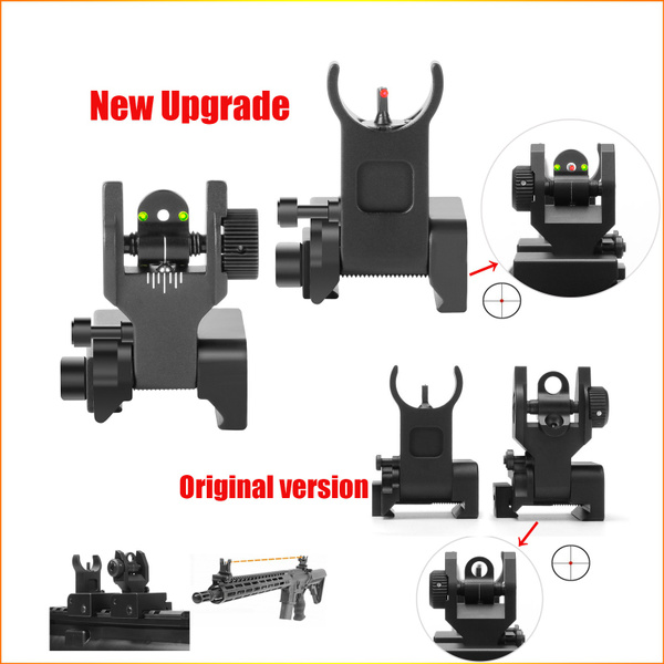 New Upgrade Tactical Flip Up Mil Spec Iron Sights Front + Rear Sight ...