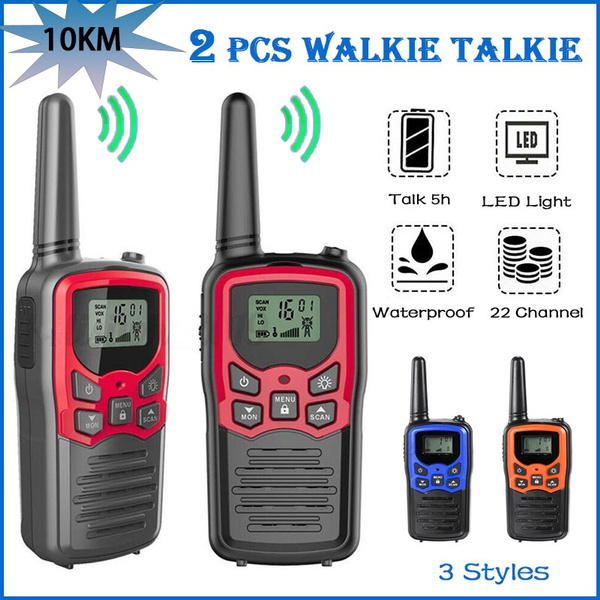 2pcs Handheld Walkie Talkie Radio 22 Channels Set 10 Km Uhf 400
