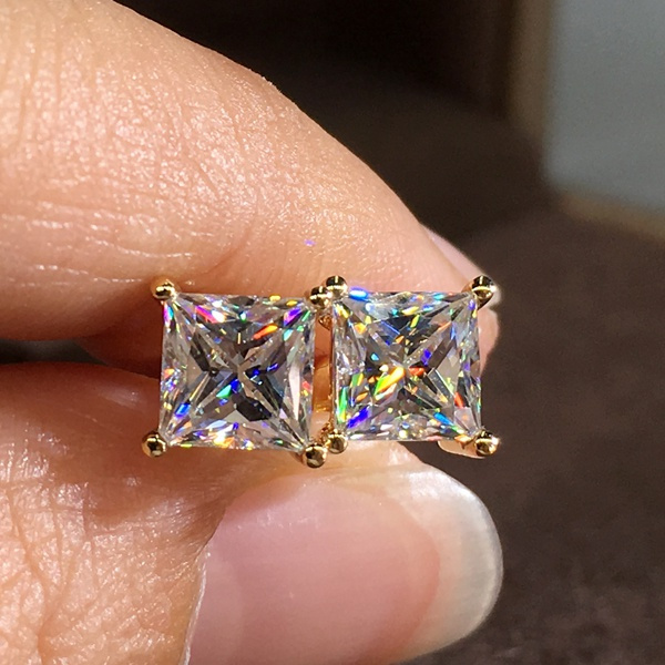 Princess cut store moissanite earrings