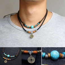 bohojewelry, Men, coinpendant, colorfulnecklace