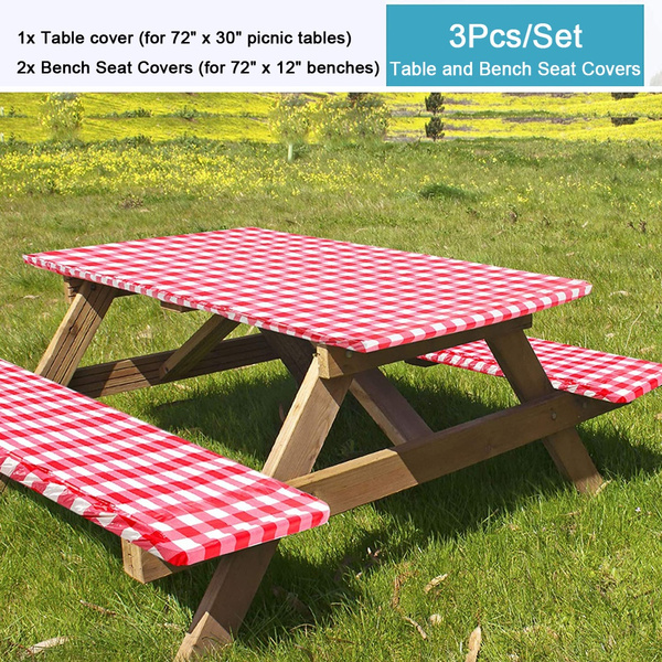 3pcs Set Reusable Elastic Picnic Table, Picnic Table Bench Pads